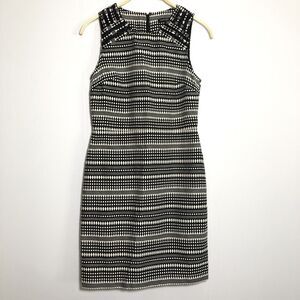 Banana Republic Dress Womens 4 Black White Sheath Geometric Sleeveless